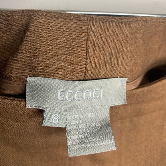 Eccoci Dark Brown Wool Straight Leg Work Pants Size 8 - Picture 8 of 14